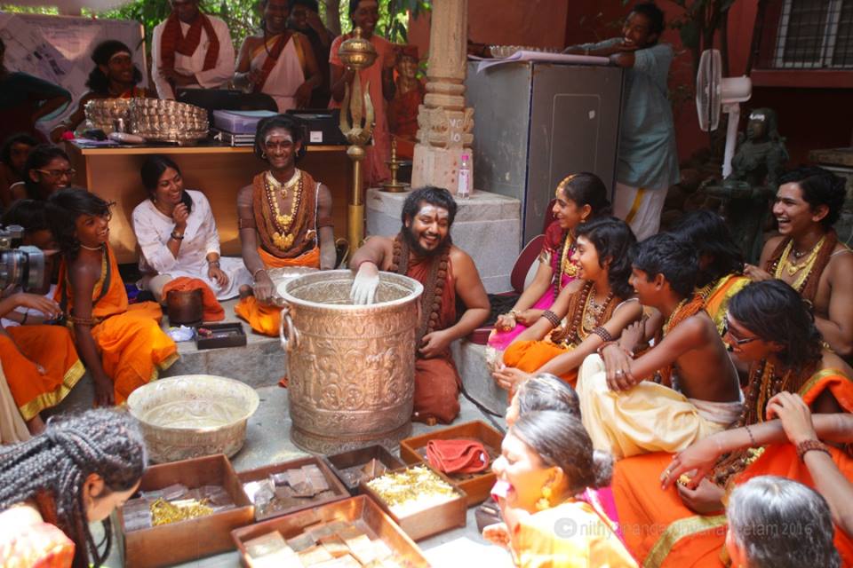 Swamiji preparing alchemy products